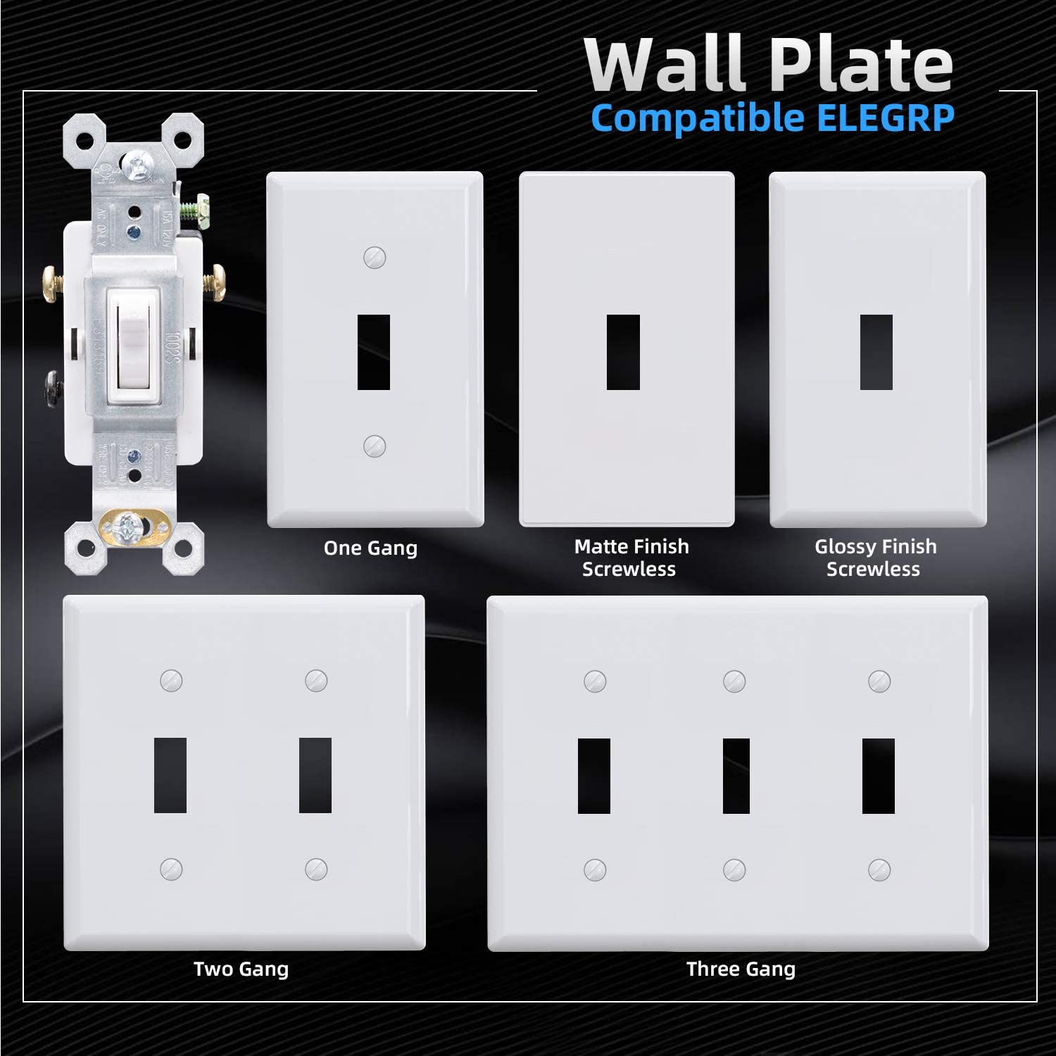 3 Way Toggle Light Switch, 15 Amp, 120 V, Toggle Framed AC Quiet Switch, in Wall On/Off Switch Replacement, Self-Grounding, Residential and Commercial Grade, UL Listed (5 Pack, Glossy White) - Image 3