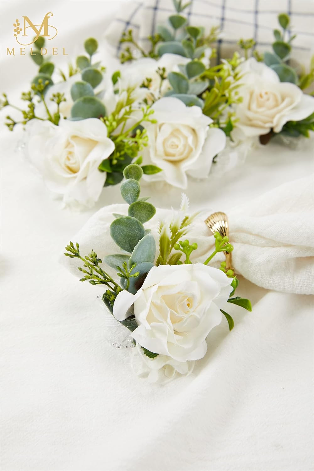 White Ivory Rose Wrist Corsage, Set of 6, Wedding Bridal Flower Corsage Hand Decor for Prom Party Homecoming, Wristband Flowers Bride, Bridesmaid, Girl - Image 7