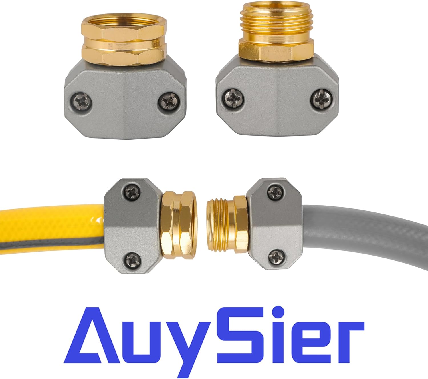 Garden Hose Repair Kits, 3 Sets Aluminum Alloy Water Hose Connector, Fit 3/4