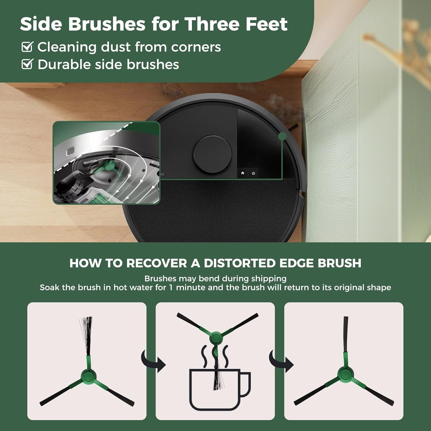 24 Pcs Accessories Kit for iRobot Roomba Plus 405 Combo/505 Combo/507 Combo Robot Vacuum Cleaner: 1 Main Brush, 6 Dust Bags, 6 Mop Pads, 4 Filters, 6 Side Brushes and 1Cleaning Brush(400/500 Series) - Image 7