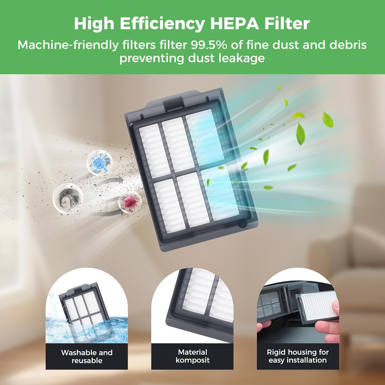 28PCS Accessories for iRobot Roomba Plus 405/505/507 Combo Robot Vacuum Cleaner, Parts Contents 2 Roller Brushes, 6 Side Brushes, 6 Dust Bags, 4 HEPA Filters, 8 Mop Pads, 1 Cleaning Brush - Image 4