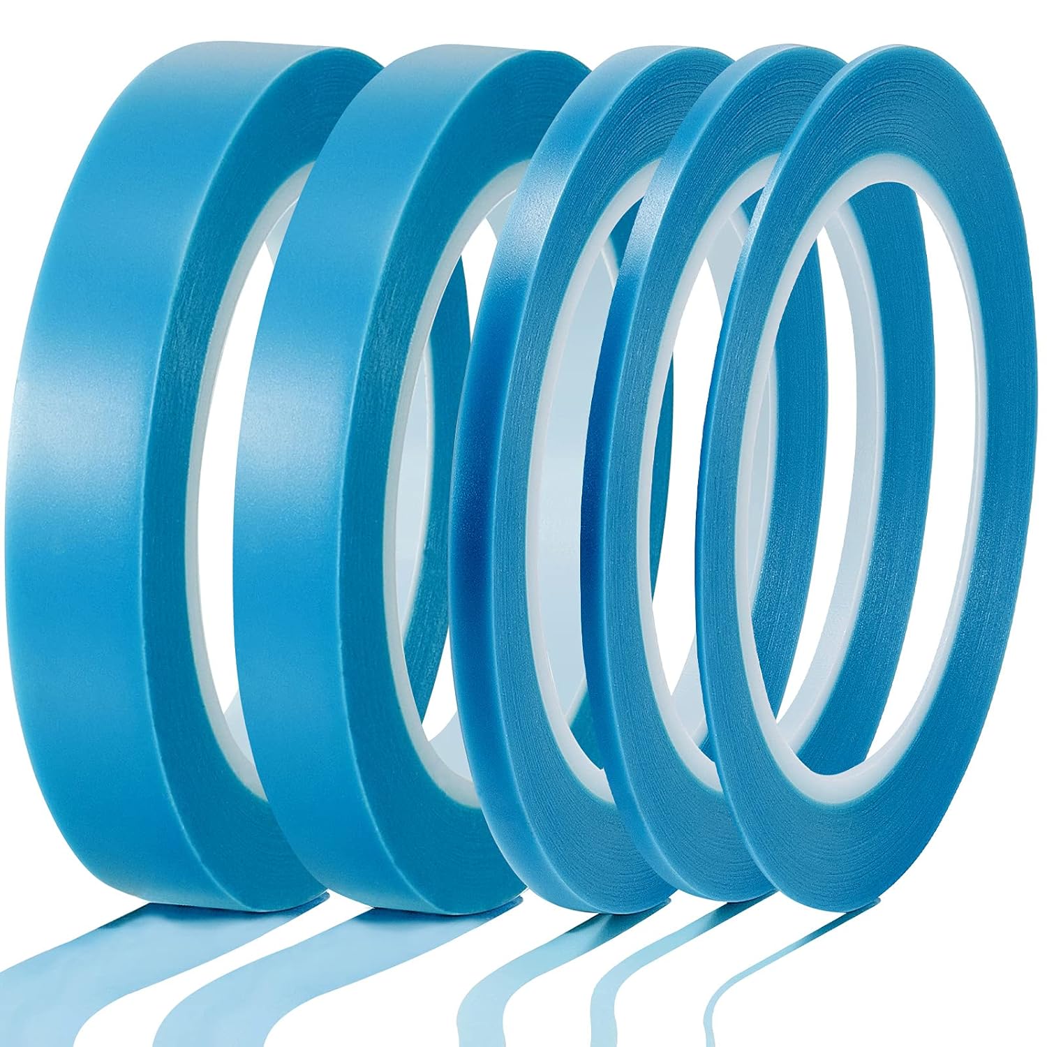 5 Rolls of Vinyl Tape Masking Tape Automotive Car Auto Paint for Curves, High Temperature Vinyl Low Tack(1/16 Inch, 1/8 Inch, 1/4 Inch, 1/2 Inch, 3/4 Inch, Blue) - Image 1
