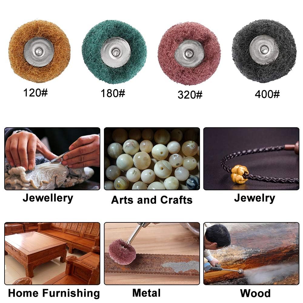 40 Pack 1 inch Abrasive Wheel Buffing Polishing Wheel Set for Rotary Tool - with 1/8