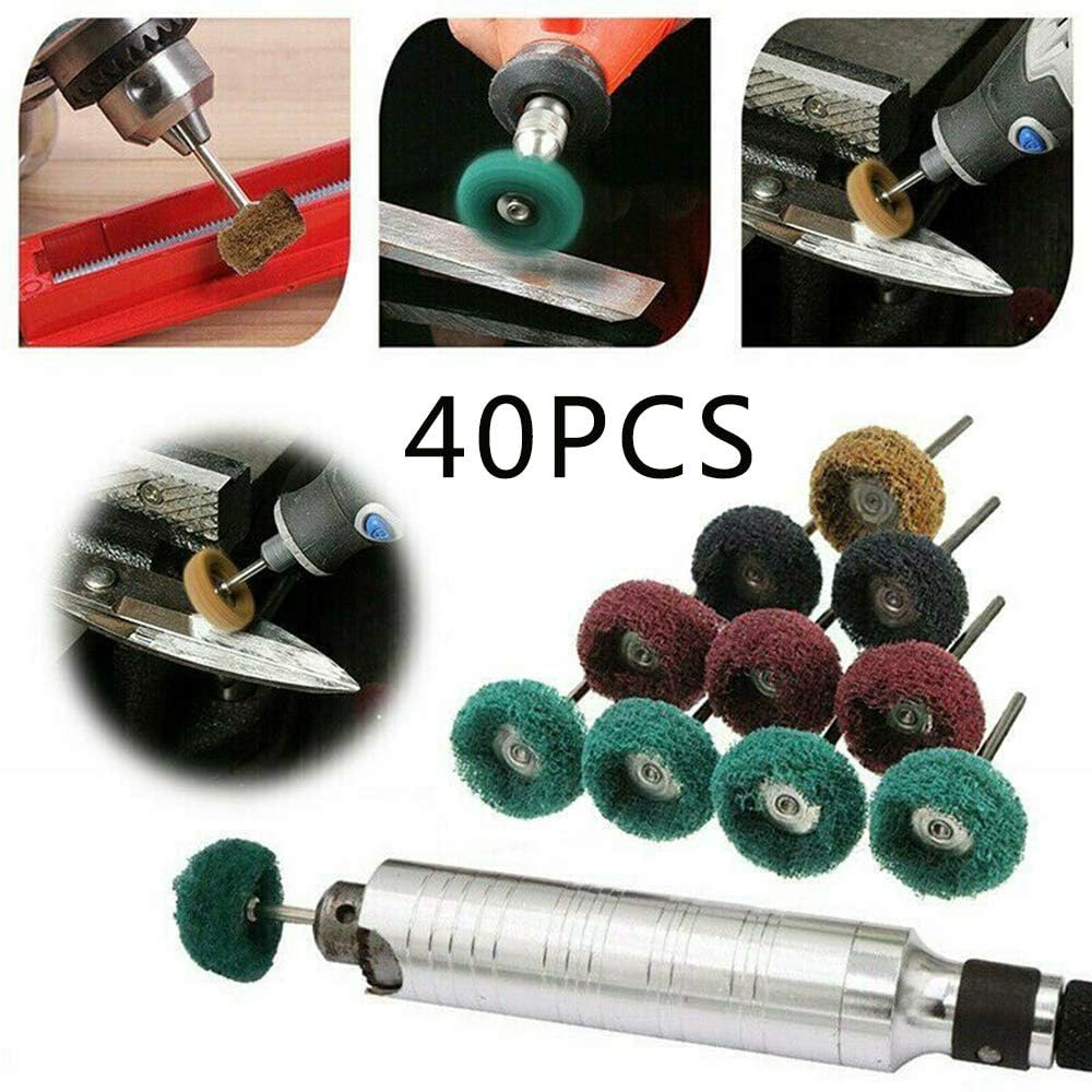 40 Pack 1 inch Abrasive Wheel Buffing Polishing Wheel Set for Rotary Tool - with 1/8