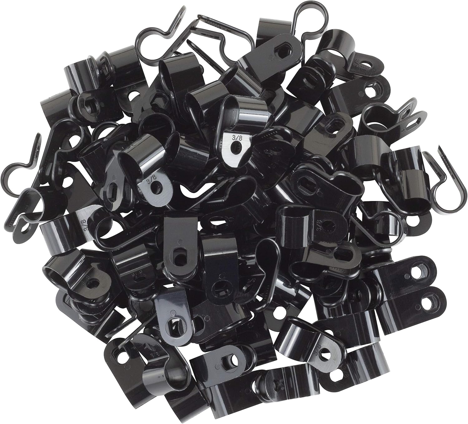 Black Nylon Plastic Cable Clamps, 3/8