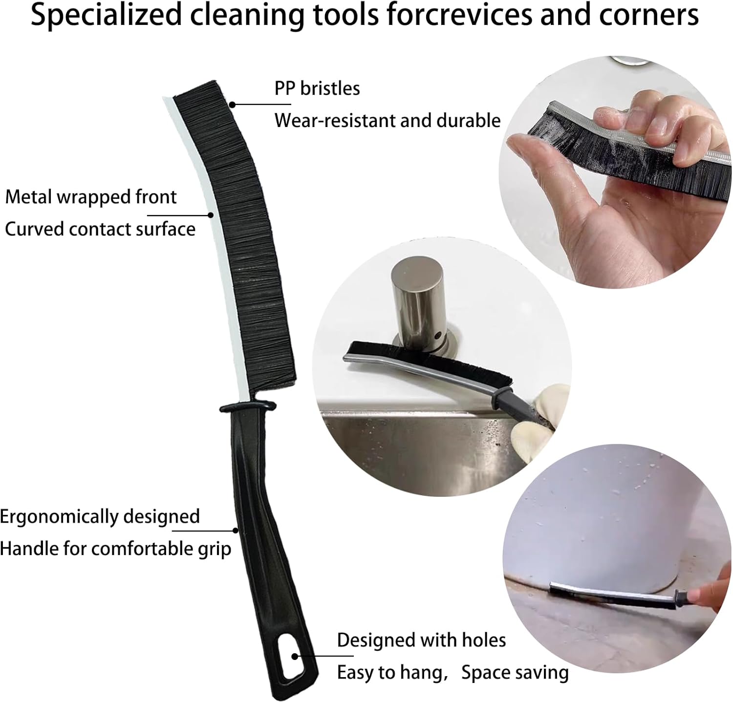 7 Pcs Multi-Purpose Crevice Cleaning Brush Tool for Stubborn Kitchen Grease Stains, Bathroom Crevices, Window Gutters, Tiles and Faucets - Image 3