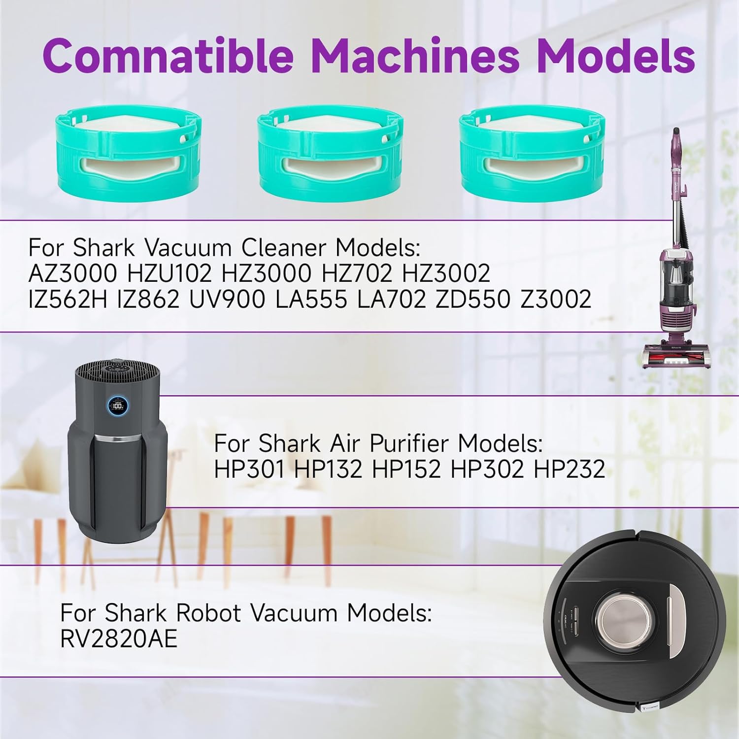 3 Pack for Shark Odor Neutralizer Cartridge Replacement for Shark Stratos Odor Neutralizer Cartridge UV900 ZU102 LA702 AZ3002 AZ4002 AZ3000 HZ3000 HZ3002 IZ862H IZ562H ZD550, Vacuum Part# 1541FC3000 - Image 2
