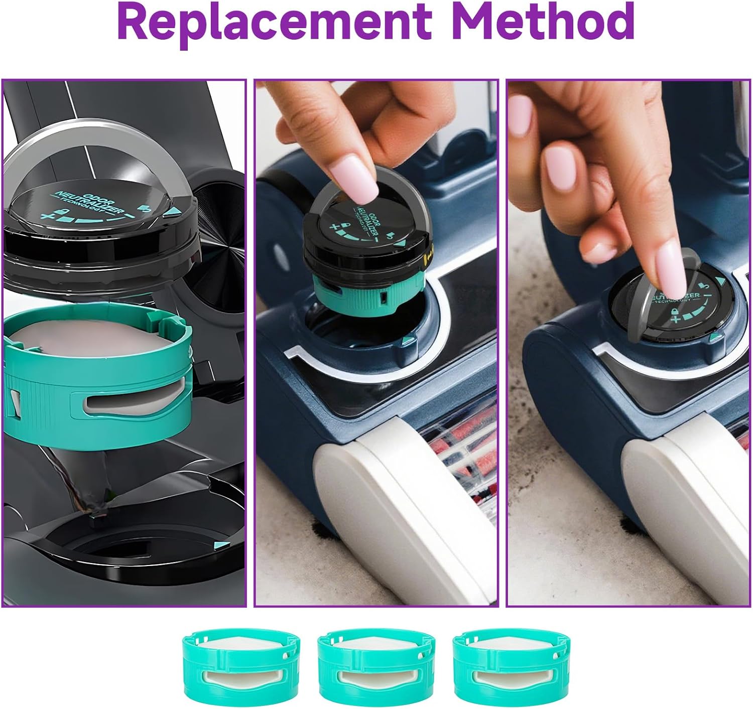 3 Pack for Shark Odor Neutralizer Cartridge Replacement for Shark Stratos Odor Neutralizer Cartridge UV900 ZU102 LA702 AZ3002 AZ4002 AZ3000 HZ3000 HZ3002 IZ862H IZ562H ZD550, Vacuum Part# 1541FC3000 - Image 5