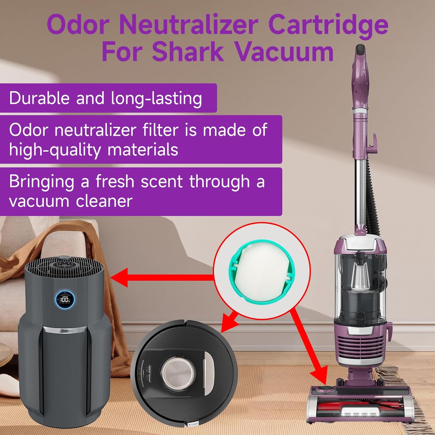 3 Pack for Shark Odor Neutralizer Cartridge Replacement for Shark Stratos Odor Neutralizer Cartridge UV900 ZU102 LA702 AZ3002 AZ4002 AZ3000 HZ3000 HZ3002 IZ862H IZ562H ZD550, Vacuum Part# 1541FC3000 - Image 6