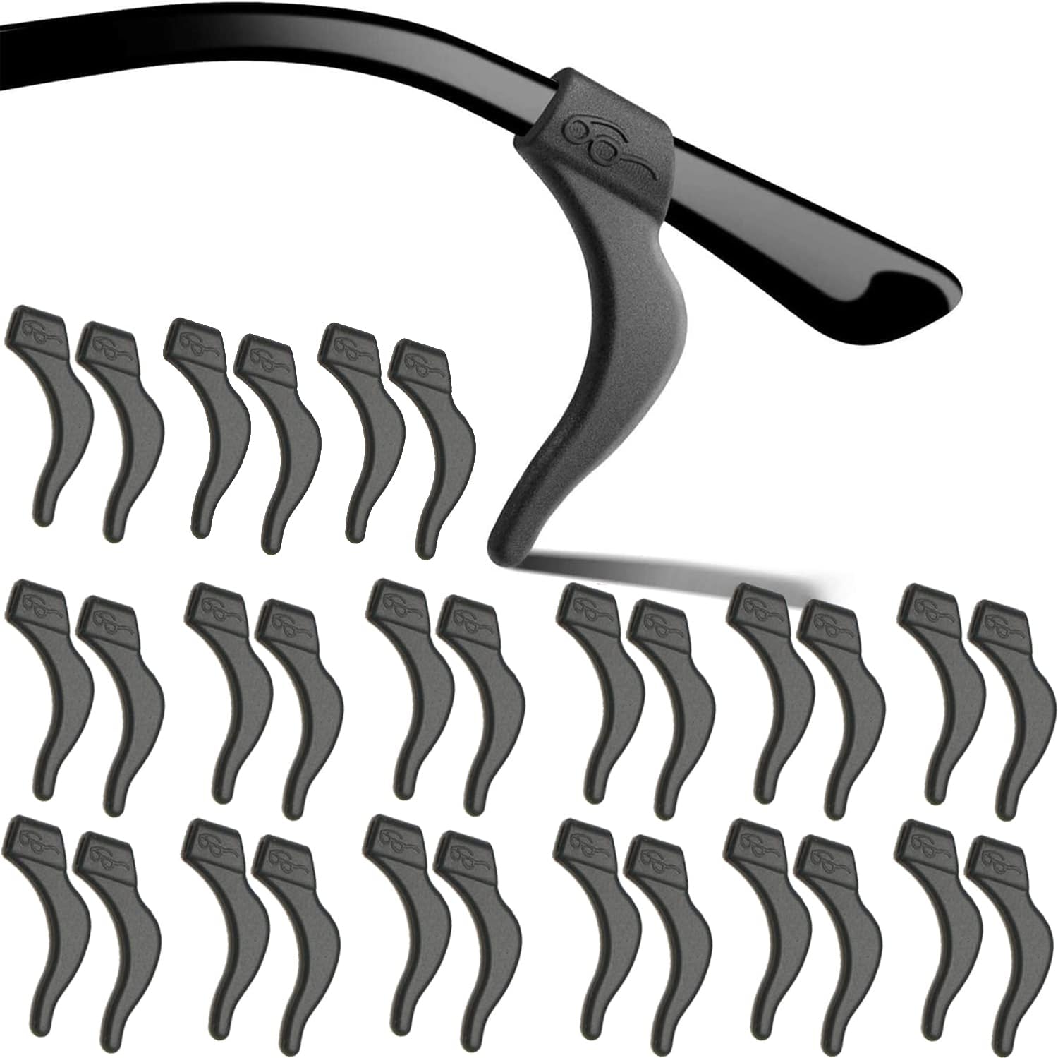 Eyeglass Ear Grips - 21 Pairs Glasses Anti-Slip, Comfortable Silicone Elastic Eyeglasses Temple Tips Sleeve Retainer, Prevent Eyewear Sunglasses Spectacles Glasses Slipping (Black-2) - Image 1