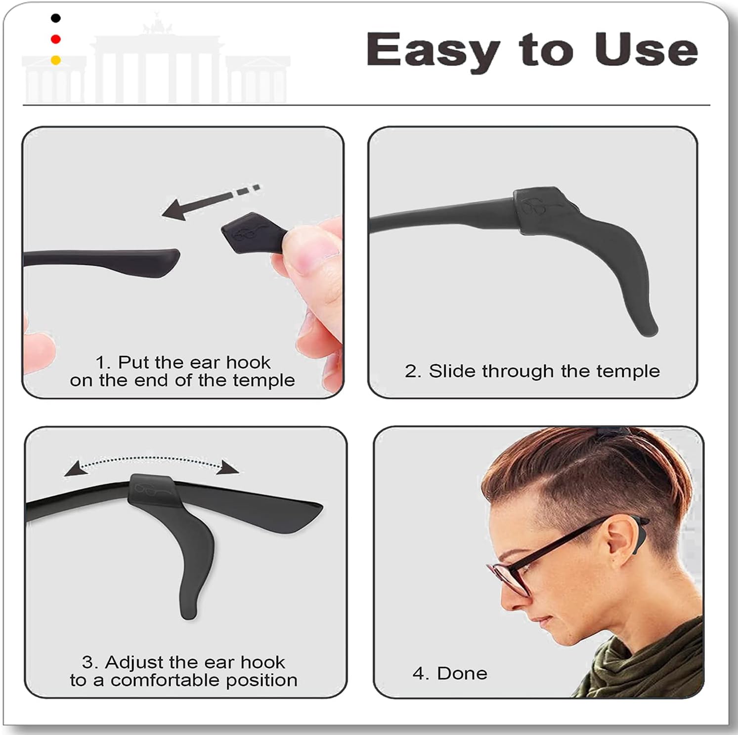 Eyeglass Ear Grips - 21 Pairs Glasses Anti-Slip, Comfortable Silicone Elastic Eyeglasses Temple Tips Sleeve Retainer, Prevent Eyewear Sunglasses Spectacles Glasses Slipping (Black-2) - Image 3