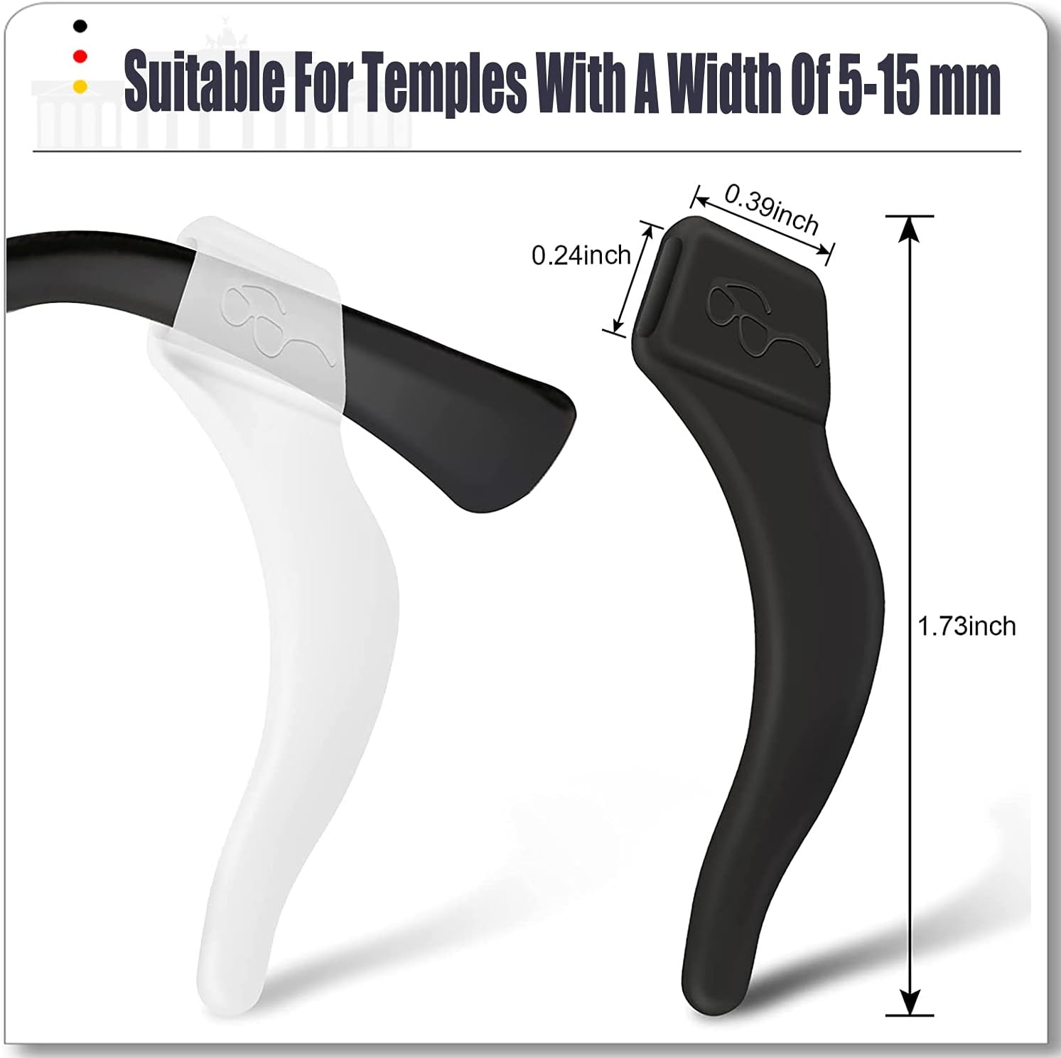 Eyeglass Ear Grips - 21 Pairs Glasses Anti-Slip, Comfortable Silicone Elastic Eyeglasses Temple Tips Sleeve Retainer, Prevent Eyewear Sunglasses Spectacles Glasses Slipping (Black-2) - Image 4