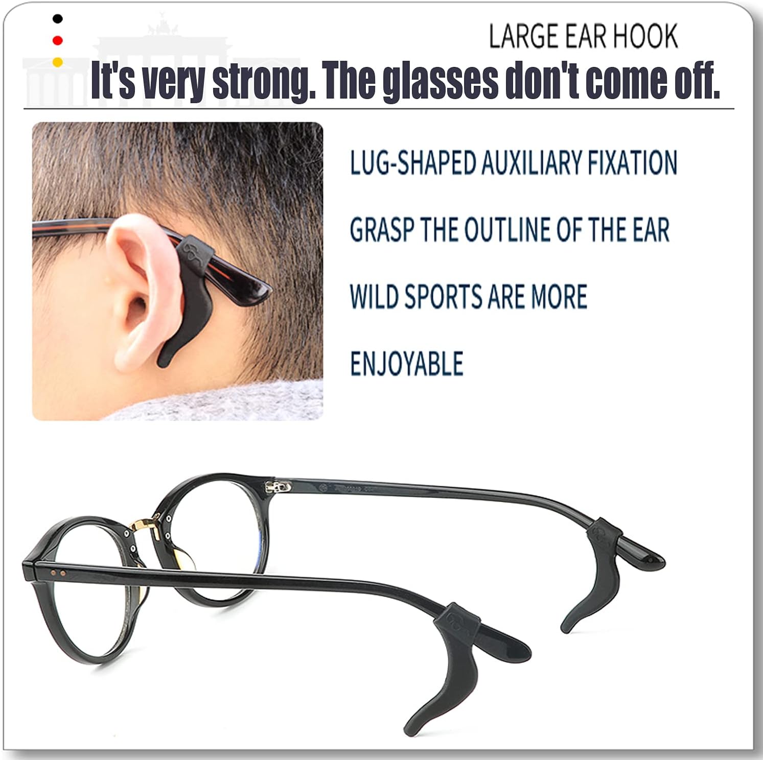 Eyeglass Ear Grips - 21 Pairs Glasses Anti-Slip, Comfortable Silicone Elastic Eyeglasses Temple Tips Sleeve Retainer, Prevent Eyewear Sunglasses Spectacles Glasses Slipping (Black-2) - Image 6