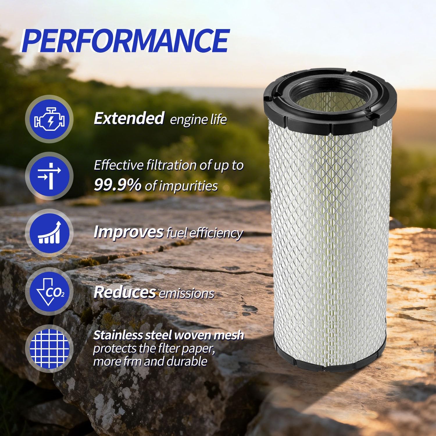 For Kawasaki 11013-7044 & 11013-7045 Inner & Outer Air Filter Cleaners Combo OEM for Donaldson Kohler 25-083-01-S P821575 & P822858 - Image 2