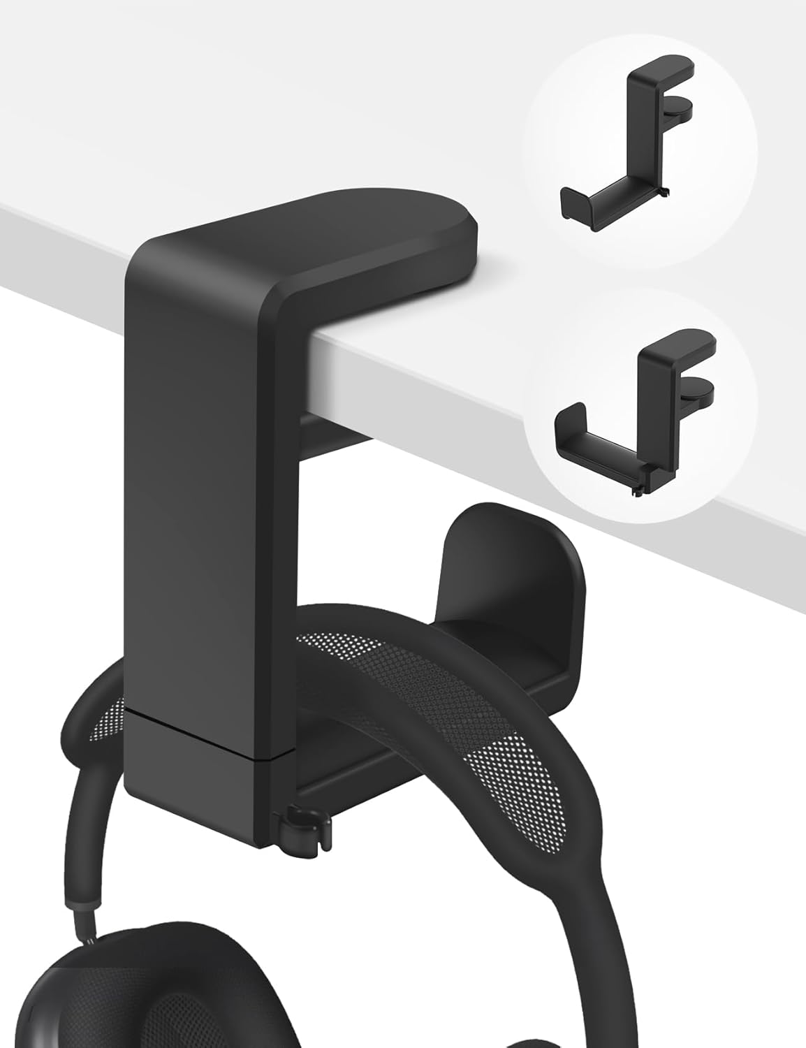 Headphone Hook - Under Desk Headphone Holder with 360-Degree Adjustable Rotation, Black - Image 1