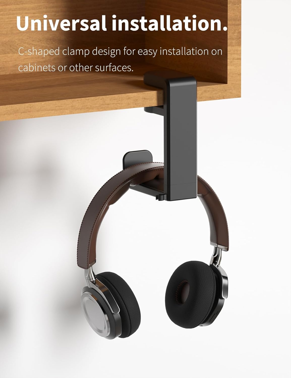 Headphone Hook - Under Desk Headphone Holder with 360-Degree Adjustable Rotation, Black - Image 3