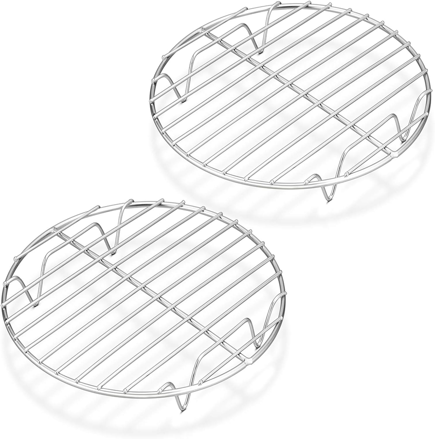 7½ Inch Cooking Rack Round, Stainless Steel Round Rack for Cooking Cooling Steaming Baking, Fit Air Fryer Pot Pressure Cooker, 2 Pack -Oven Safe, Silver - Image 1