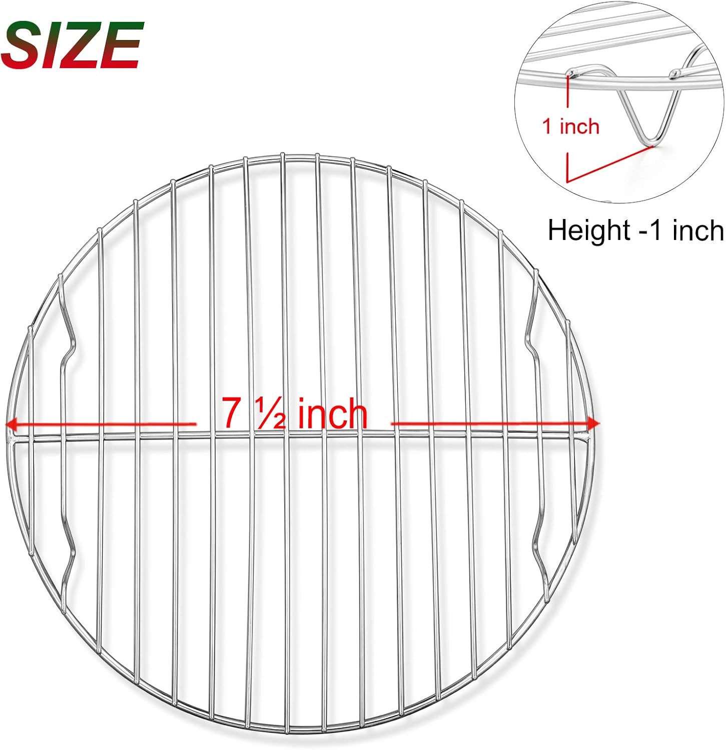 7½ Inch Cooking Rack Round, Stainless Steel Round Rack for Cooking Cooling Steaming Baking, Fit Air Fryer Pot Pressure Cooker, 2 Pack -Oven Safe, Silver - Image 2