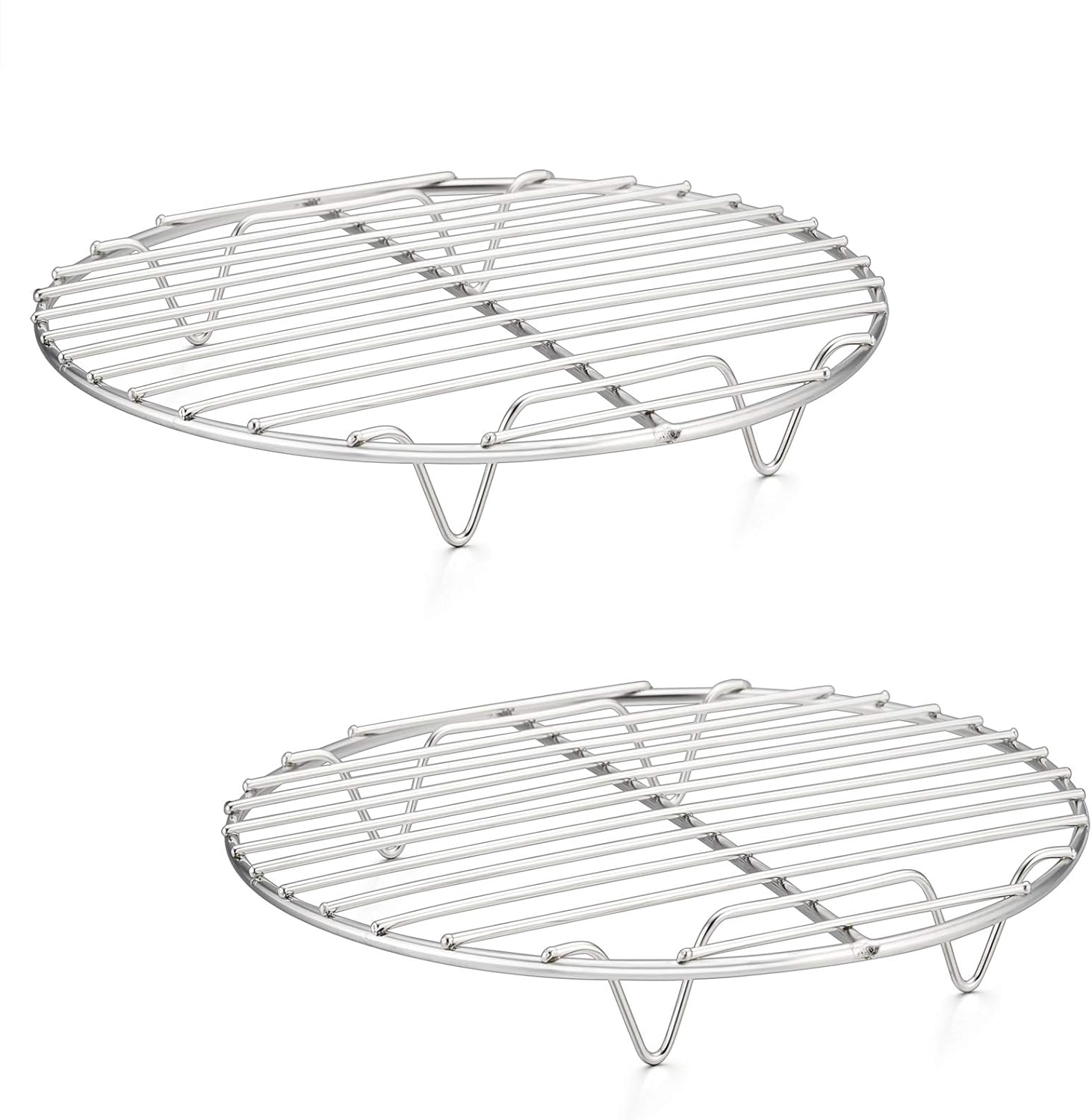 7½ Inch Cooking Rack Round, Stainless Steel Round Rack for Cooking Cooling Steaming Baking, Fit Air Fryer Pot Pressure Cooker, 2 Pack -Oven Safe, Silver - Image 3