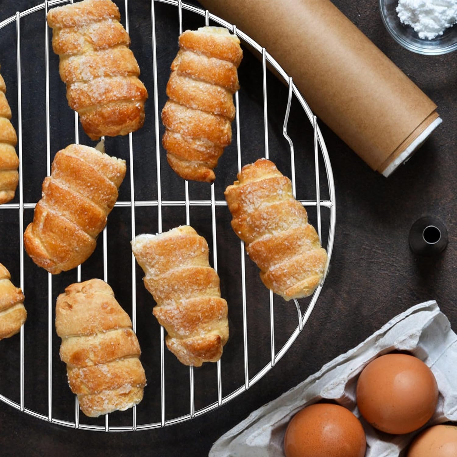 7½ Inch Cooking Rack Round, Stainless Steel Round Rack for Cooking Cooling Steaming Baking, Fit Air Fryer Pot Pressure Cooker, 2 Pack -Oven Safe, Silver - Image 5