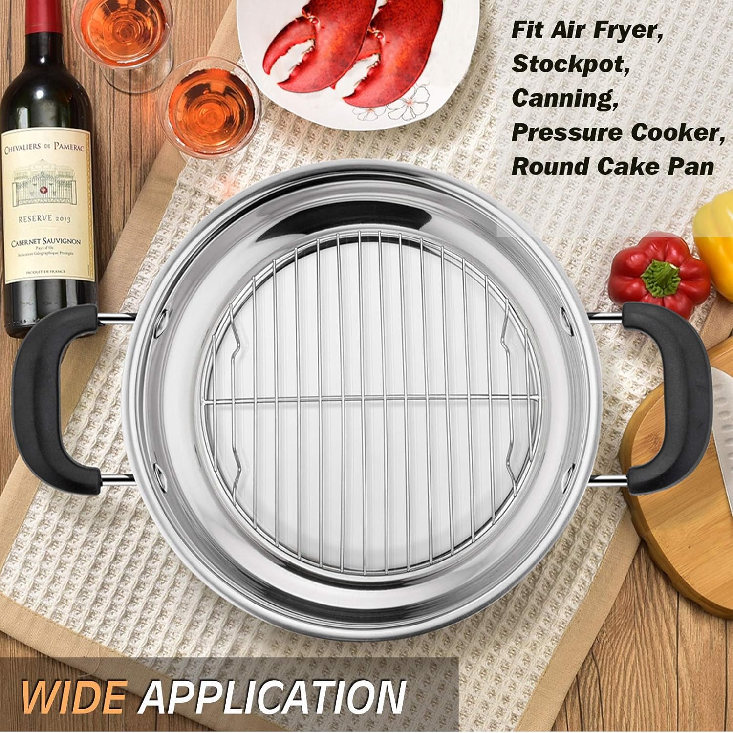 7½ Inch Cooking Rack Round, Stainless Steel Round Rack for Cooking Cooling Steaming Baking, Fit Air Fryer Pot Pressure Cooker, 2 Pack -Oven Safe, Silver - Image 6