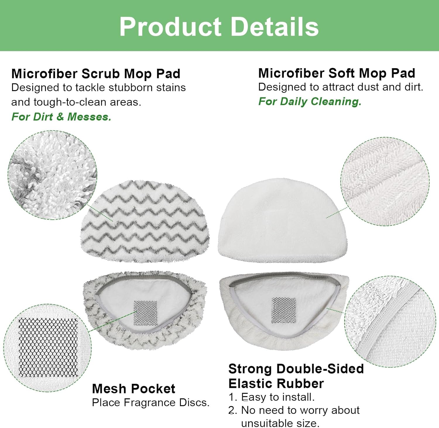 10 Pack 1940 1806 2685A Steam Mop Pads For Bissell Powerfresh Steam Mop Deluxe Pet Lift-Off Plus Slim Scrubbing Steam Mop Replacement Pad 1940A 2814 1544A 2075A Power Fresh Steamer Pad Refill Washable - Image 3