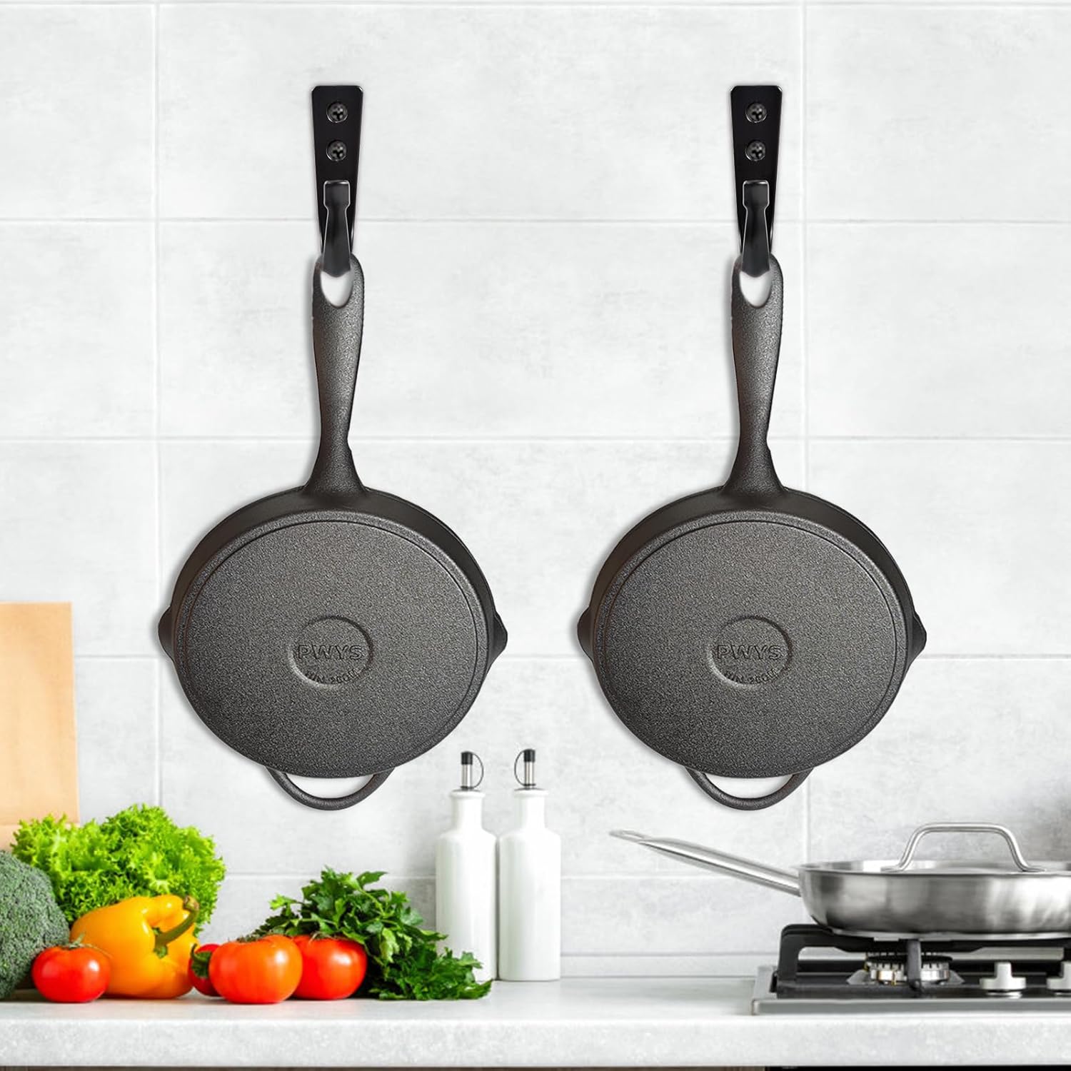 5 Large Size Heavy Duty Wall Hooks, Coat Hooks for Hanging Pans, Backpacks, Coats, Garage Items (Black) - Image 4