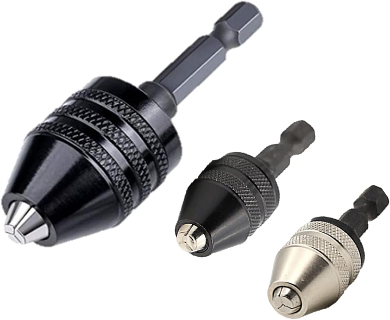Drill Bit Adapter with 1/4 Hex Shank - 3Pcs Small Drill Chuck Extension for Impact Driver (0.6-8mm,0.3-3.6mmX2) - Image 1