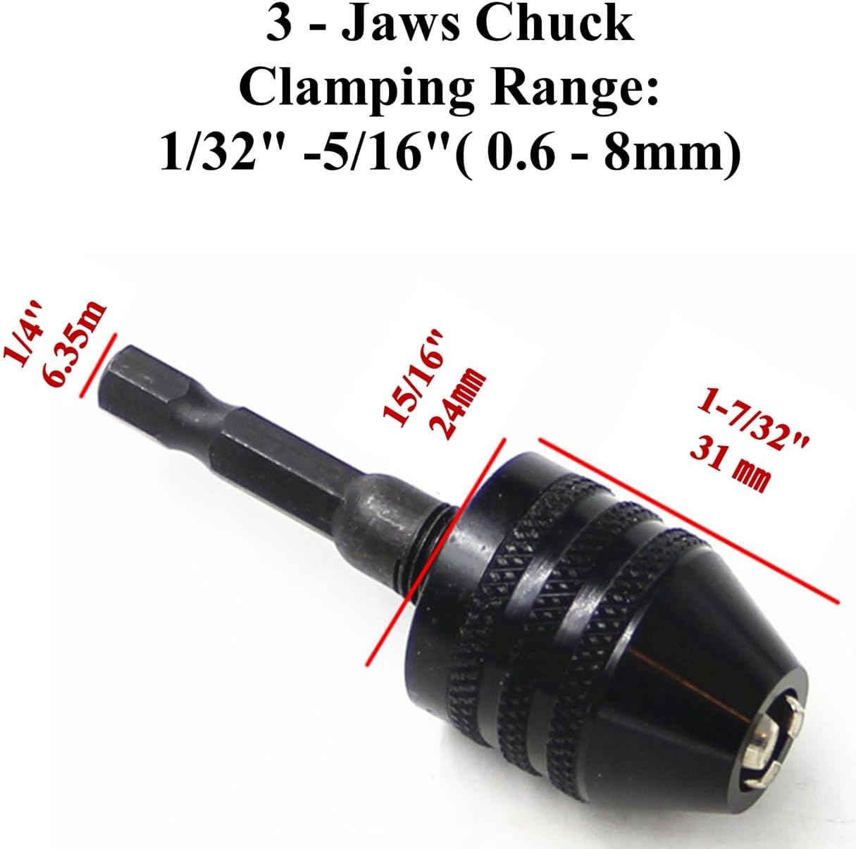 Drill Bit Adapter with 1/4 Hex Shank - 3Pcs Small Drill Chuck Extension for Impact Driver (0.6-8mm,0.3-3.6mmX2) - Image 2