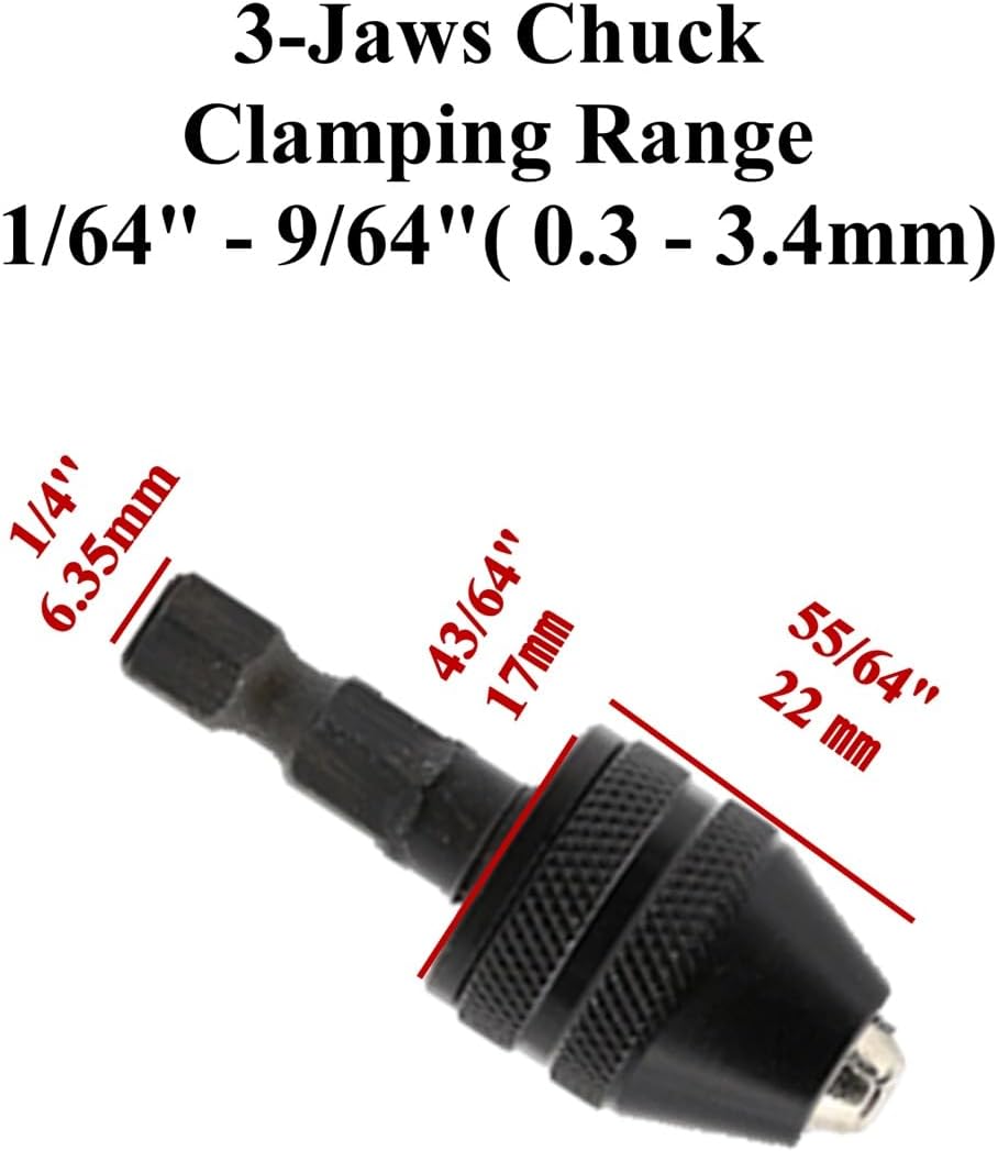 Drill Bit Adapter with 1/4 Hex Shank - 3Pcs Small Drill Chuck Extension for Impact Driver (0.6-8mm,0.3-3.6mmX2) - Image 4