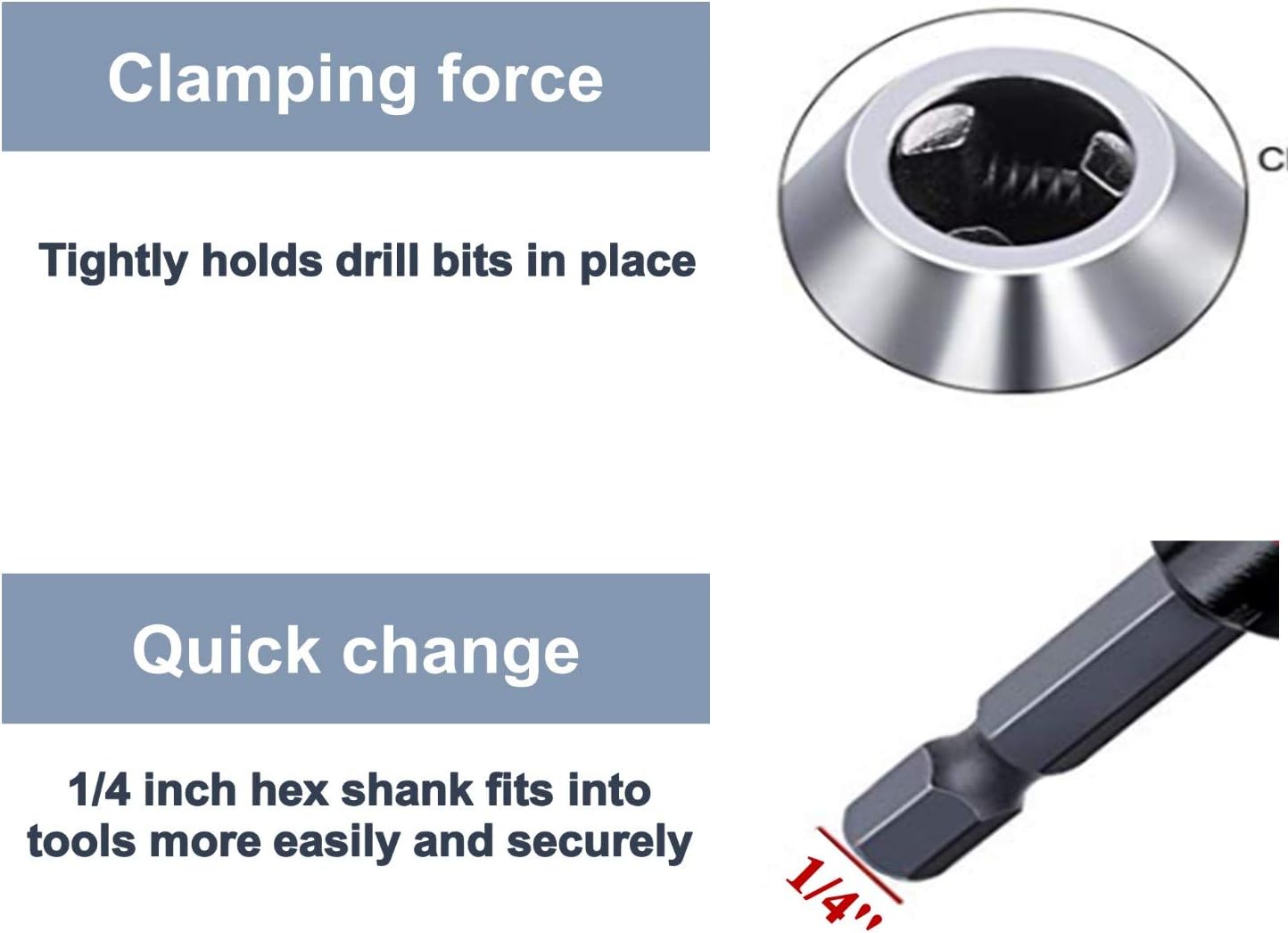 Drill Bit Adapter with 1/4 Hex Shank - 3Pcs Small Drill Chuck Extension for Impact Driver (0.6-8mm,0.3-3.6mmX2) - Image 5