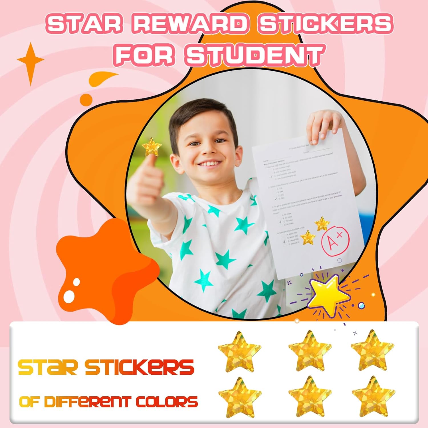 1500 PCS Holographic Gold Star Stickers for Kids Reward, Self Adhesive Sparkly Foil Star Stickers for Behavior Chart, Student Planner and School Classroom Teacher Supplies (1