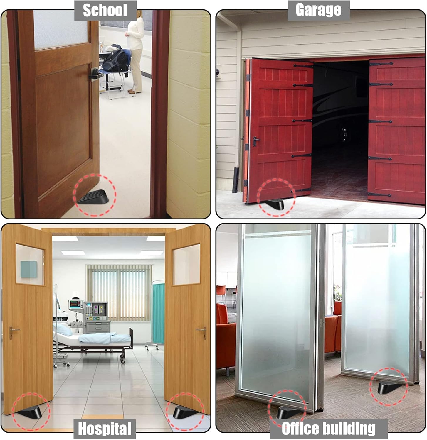 Big Door Stopper 2 Packs, Heavy Duty Wedge Rubber Door Stop Works on All Floor Surfaces, Non-Scratching Doorstops Special for Home Office School Heavy Door (Black, H1.9 x L6.3 x W2.7 Inches) - Image 6