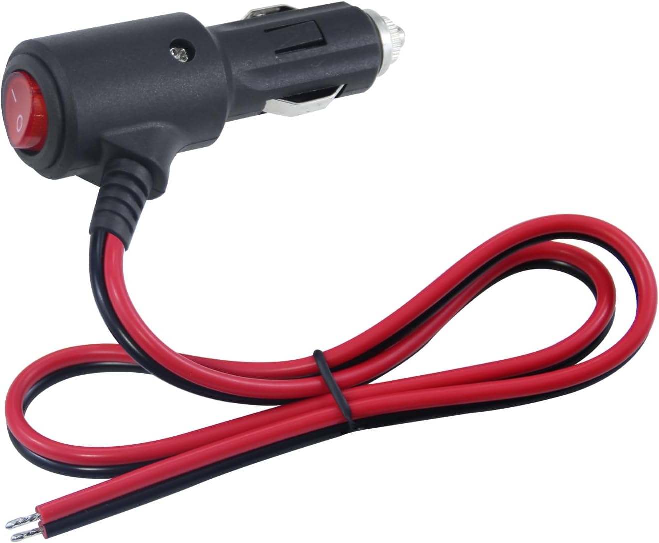12V Fused Replacement Cigarette Lighter Male Plug with On Off Switch - 2FT 12Volt 15amp Cigarette Lighter Plug with Leads and Led Lights, 16AWG Cigarette Plug for Car Cooler,Cb Radio, Air Compressor - Image 1