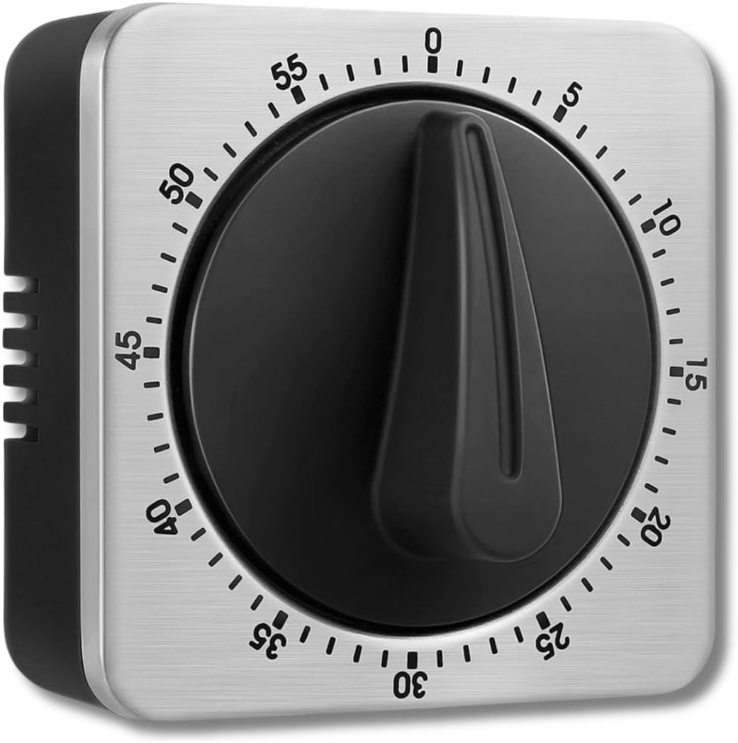 Mechanical Kitchen Timer Magnetic with Loud Alarm, 60-Minute Manual Wind Up Analog Countdown Timer with Stainless Steel Scale, No Batteries for Chef Cooking, Baking, Egg, Oven, Seniors - Image 1