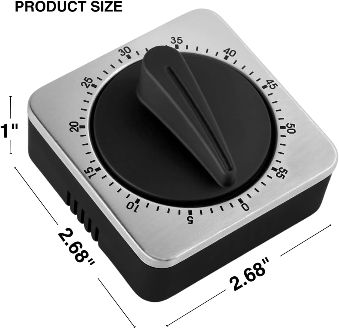 Mechanical Kitchen Timer Magnetic with Loud Alarm, 60-Minute Manual Wind Up Analog Countdown Timer with Stainless Steel Scale, No Batteries for Chef Cooking, Baking, Egg, Oven, Seniors - Image 3