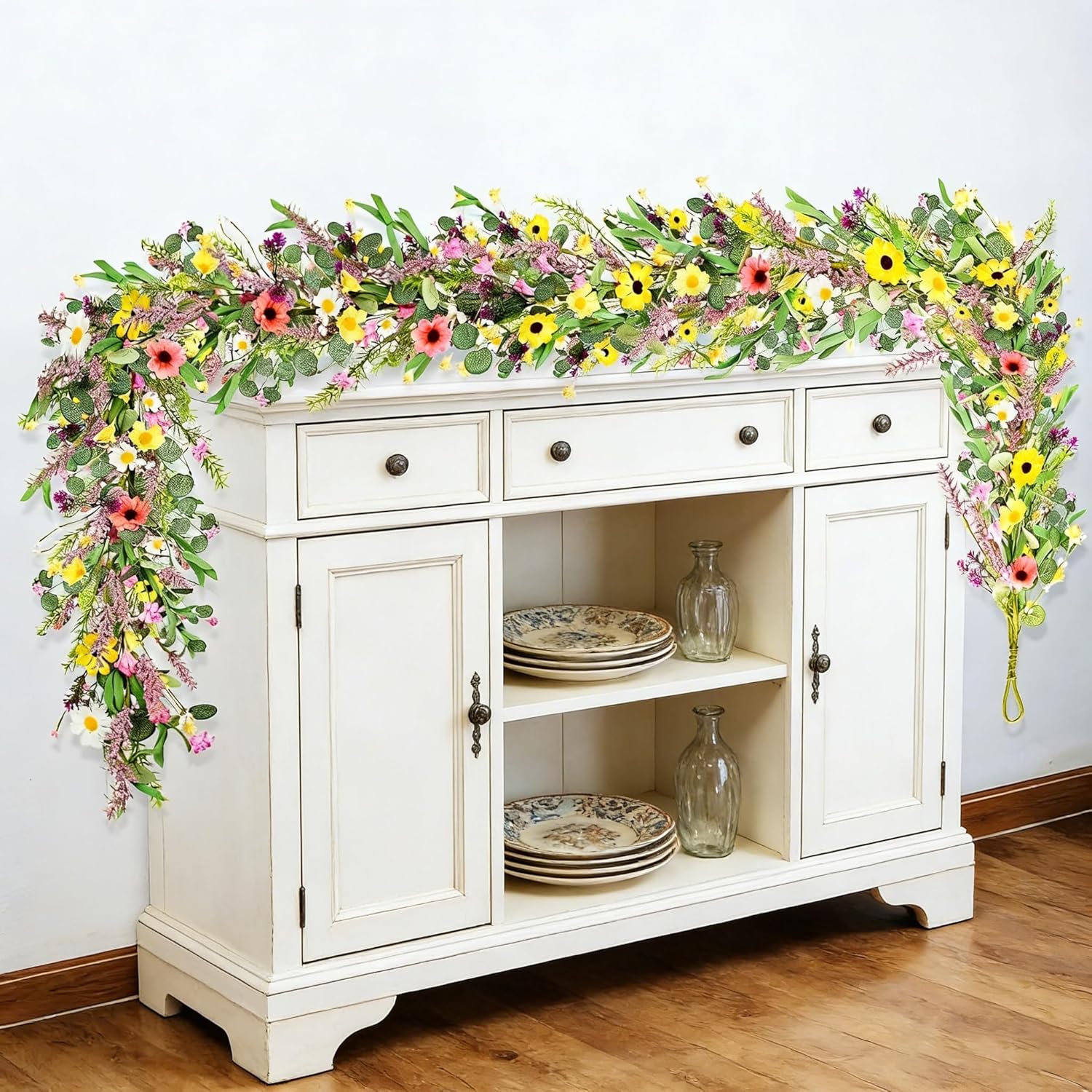 6.5 Ft Spring Summer Flower Vine Garlands Artificial Wildflower Wisteria Lavender Daisy Garland Not Withering Floral Wreath Garland All Year Round Home Decor for Indoor Outdoor Home Wedding Arch - Image 4
