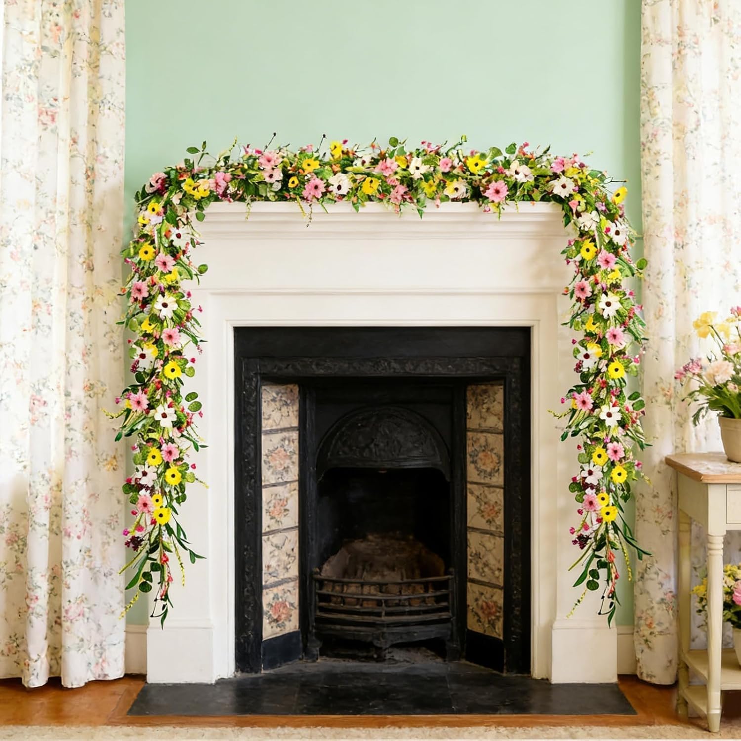 6.5 Ft Spring Summer Flower Vine Garlands Artificial Wildflower Wisteria Lavender Daisy Garland Not Withering Floral Wreath Garland All Year Round Home Decor for Indoor Outdoor Home Wedding Arch - Image 6