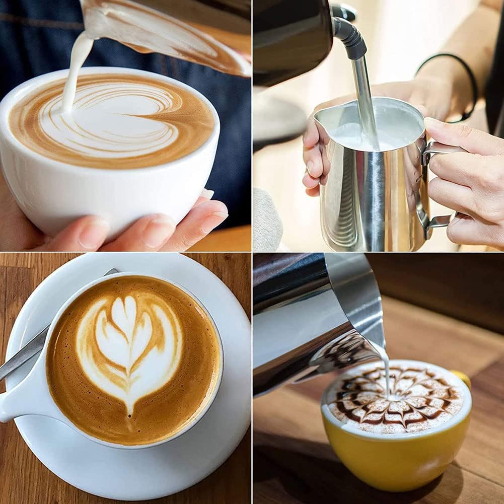 20 oz Milk Frothing Pitcher, 304 stainless steel 600ml milk can coffee frothing cup with art deco pen milk jug coffee cup used to make cappuccino latte - Image 5