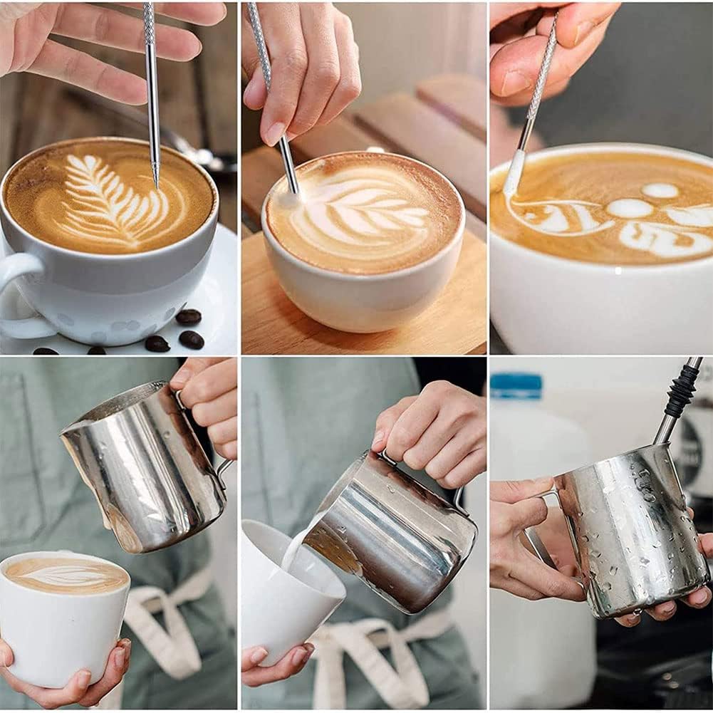 20 oz Milk Frothing Pitcher, 304 stainless steel 600ml milk can coffee frothing cup with art deco pen milk jug coffee cup used to make cappuccino latte - Image 7