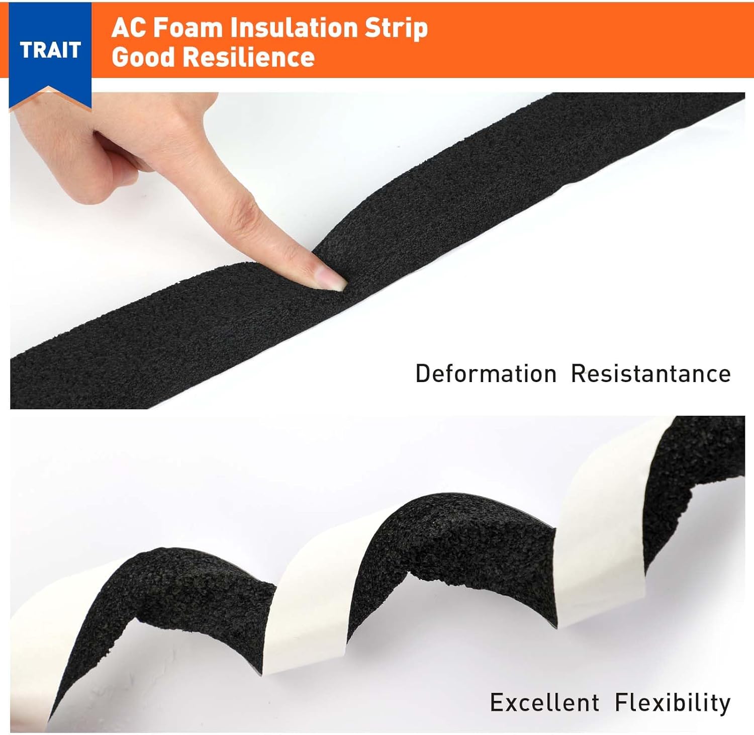 Weather Stripping Door Seal 1 Inch W x 1 Inch T, Strong Adhesion and High Resilience Air Conditioner Foam Insulation for Windows, Total Length 13 Feet (6.5ft x 2 Rolls) - Image 4