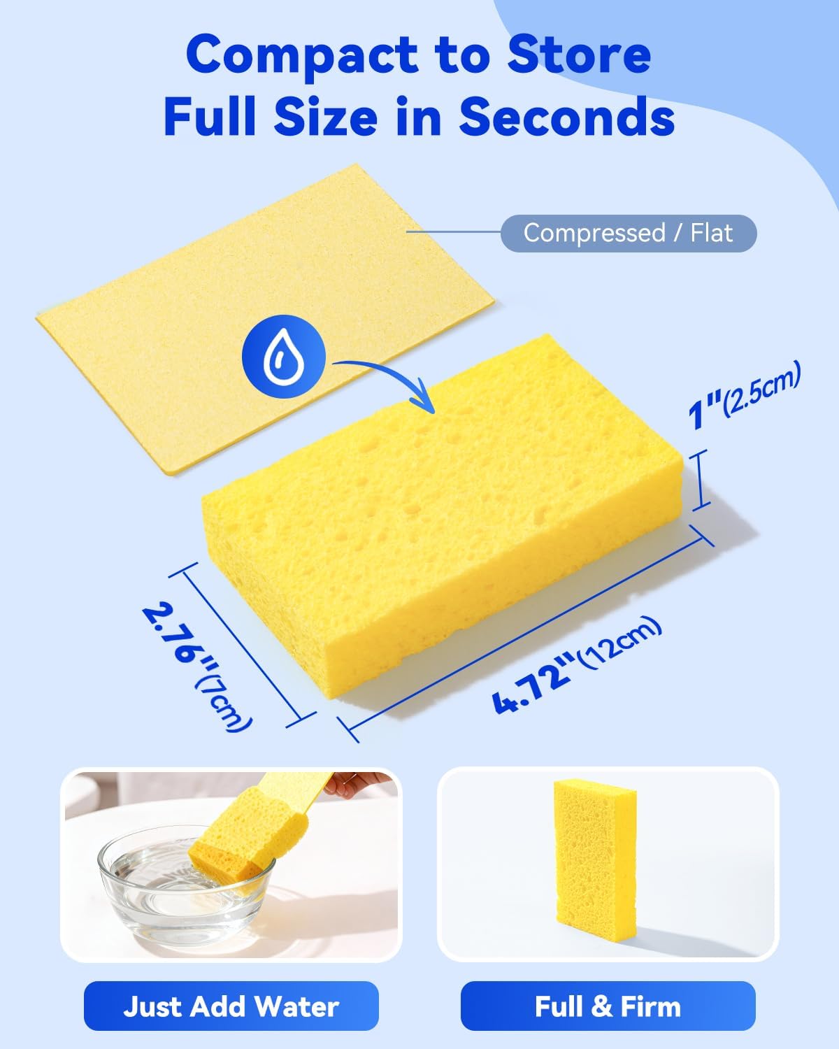 12-Count Cellulose Sponges, Non-Scratch Kitchen Sponges for Dish,Colorful Compressed Dish Scrubber Sponge for Household,Cookware,Bathroom - Image 2