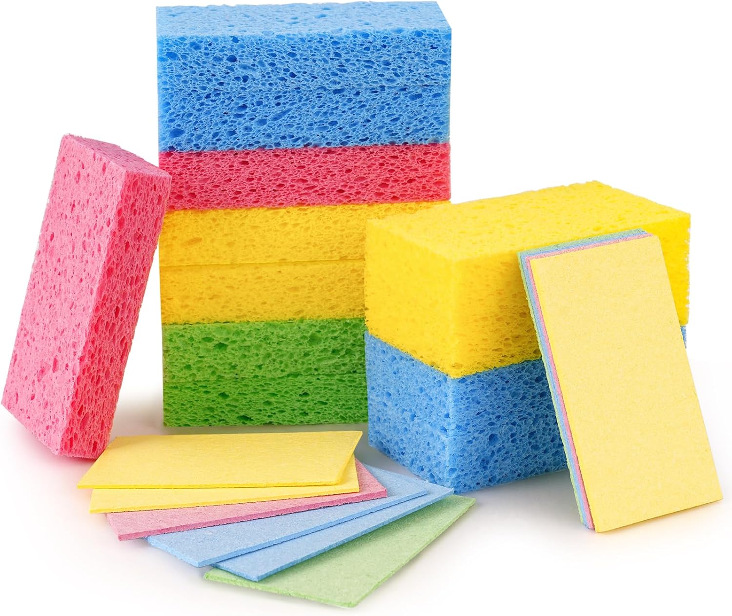 12-Count Cellulose Sponges, Non-Scratch Kitchen Sponges for Dish,Colorful Compressed Dish Scrubber Sponge for Household,Cookware,Bathroom - Image 8