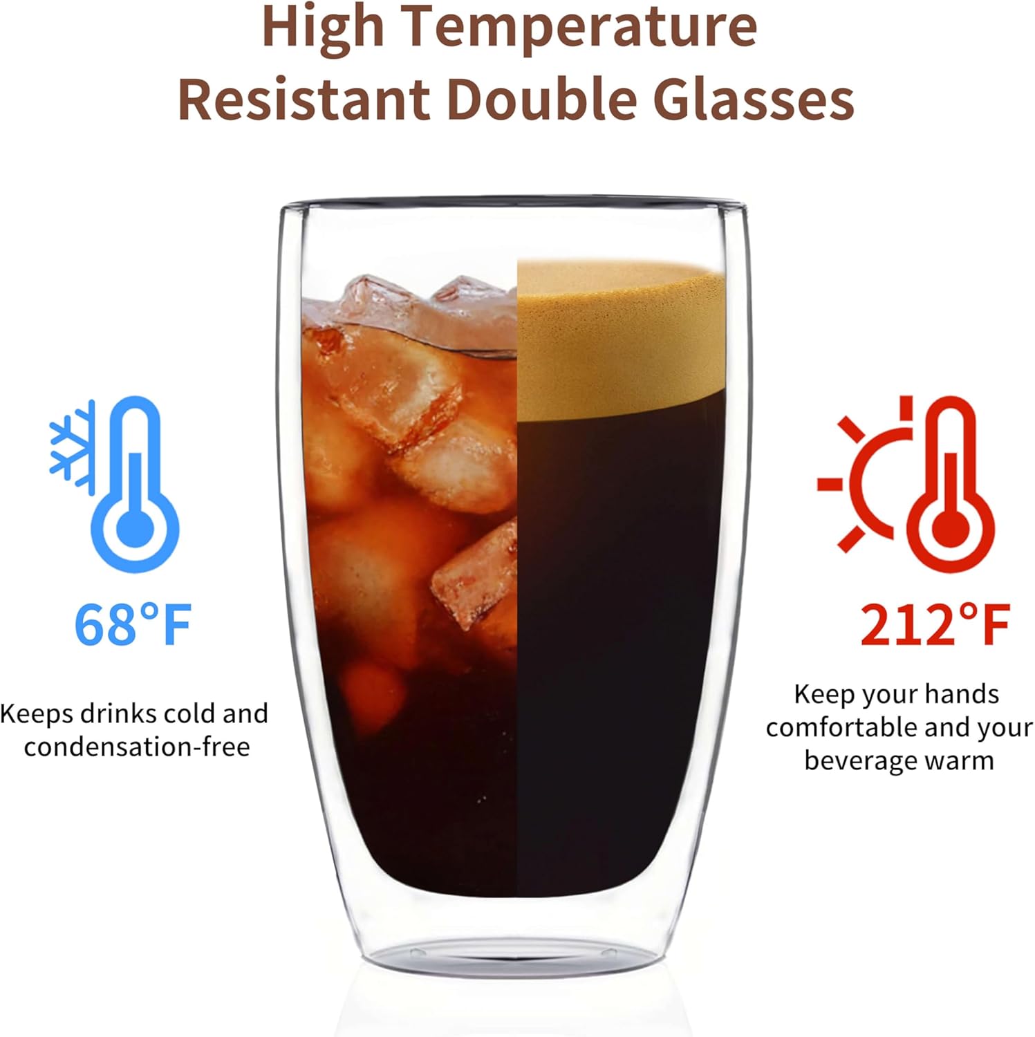 17oz Double Wall Glass Coffee Mugs, Insulated Coffee Mug, Clear Borosilicate Glass Coffee Cups for Cappuccino, Tea, Lightweight and Microwave Safe - Image 3