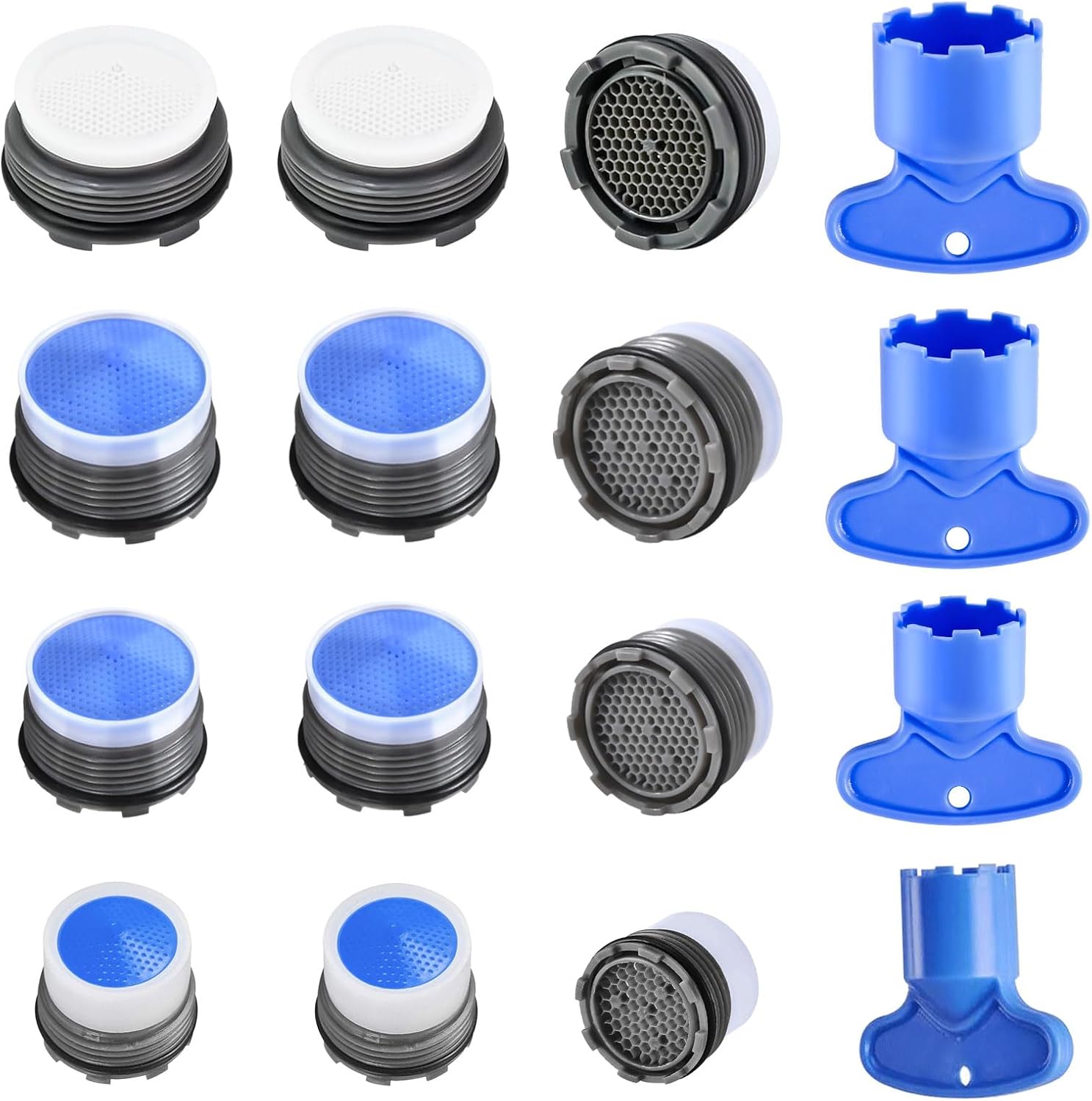12 PCS Faucet Aerator Set, M16.5, M18.5, M21.5, M24, Kitchen & Bathroom Sink Aerator Replacement with Key Removal Wrench Tool - Image 1
