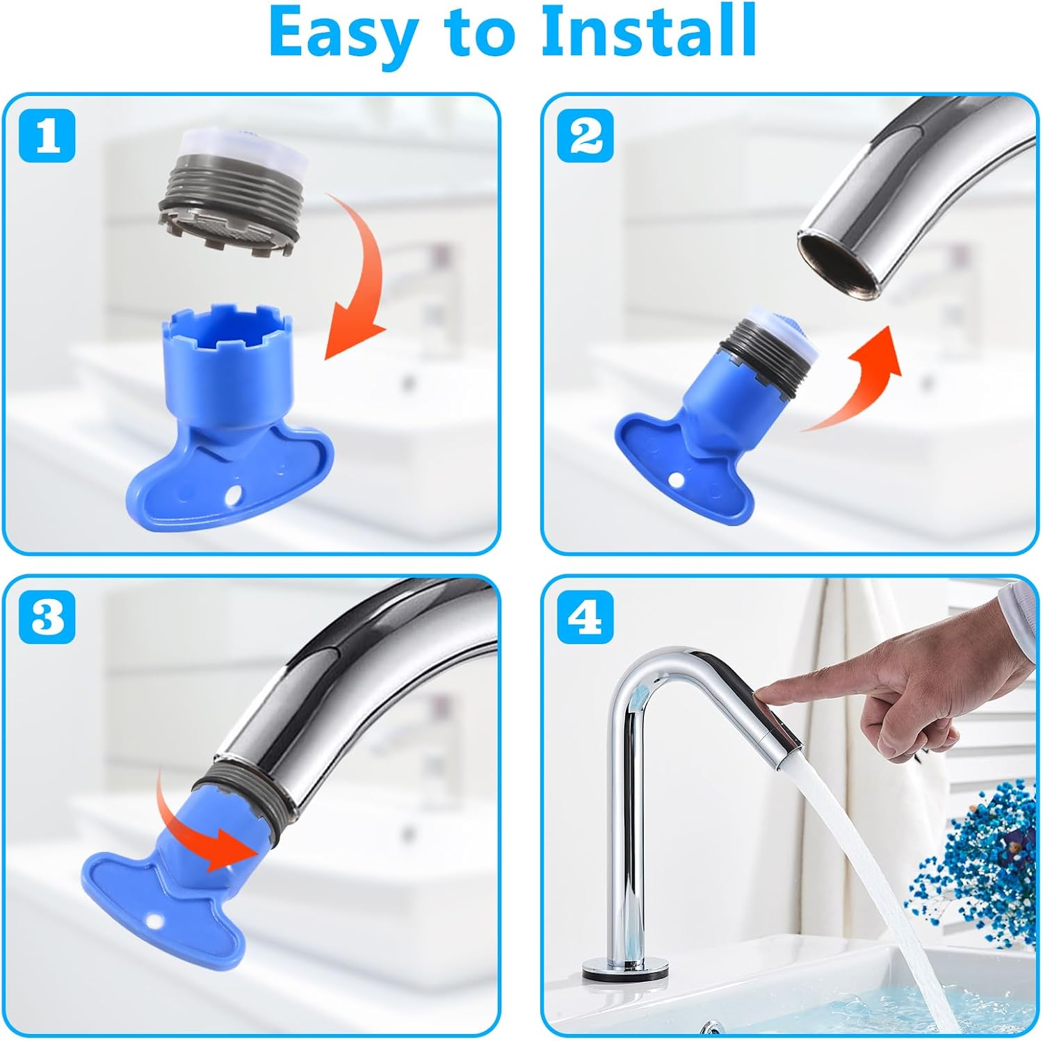 12 PCS Faucet Aerator Set, M16.5, M18.5, M21.5, M24, Kitchen & Bathroom Sink Aerator Replacement with Key Removal Wrench Tool - Image 6