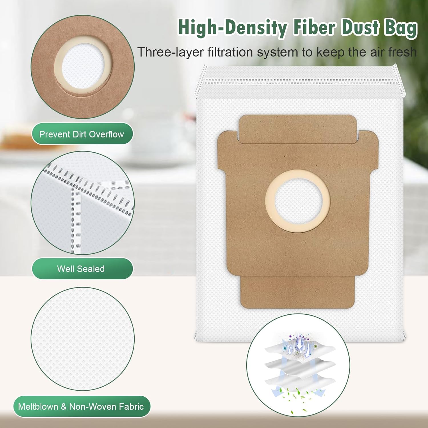 25 Pcs Replacement Parts for iRobot Roomba Plus 405 Combo/505 Combo /507 Combo Robot Vacuum Cleaner, include 2 Main Brushes, 6 Dust Bags, 6 Mop Pads, 4 Filters, 6 Side Brushes and 1 Cleaning Tool - Image 5