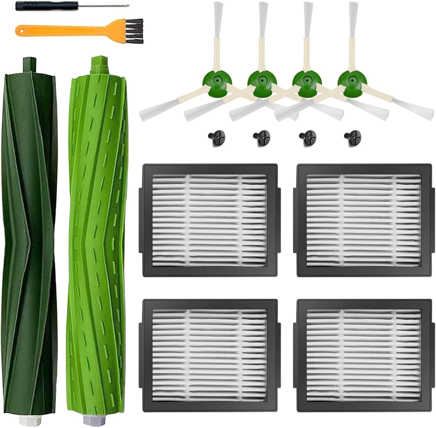 Replacement Parts for Roomba iRobot i7 i7+ i3 i3+ i4 i4+ i5 i5+ i6 i6+ i8 i8+ E5 E6 E7 I,E &j7 j6 j5 and Plus Version,(1 Set Rubber Brush,4 Side Brush) - Image 1