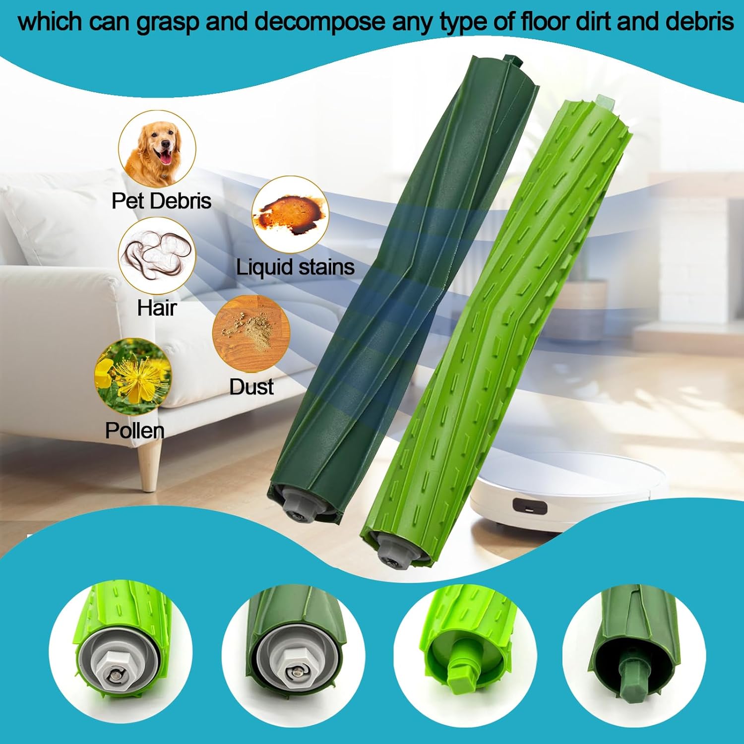 Replacement Parts for Roomba iRobot i7 i7+ i3 i3+ i4 i4+ i5 i5+ i6 i6+ i8 i8+ E5 E6 E7 I,E &j7 j6 j5 and Plus Version,(1 Set Rubber Brush,4 Side Brush) - Image 3