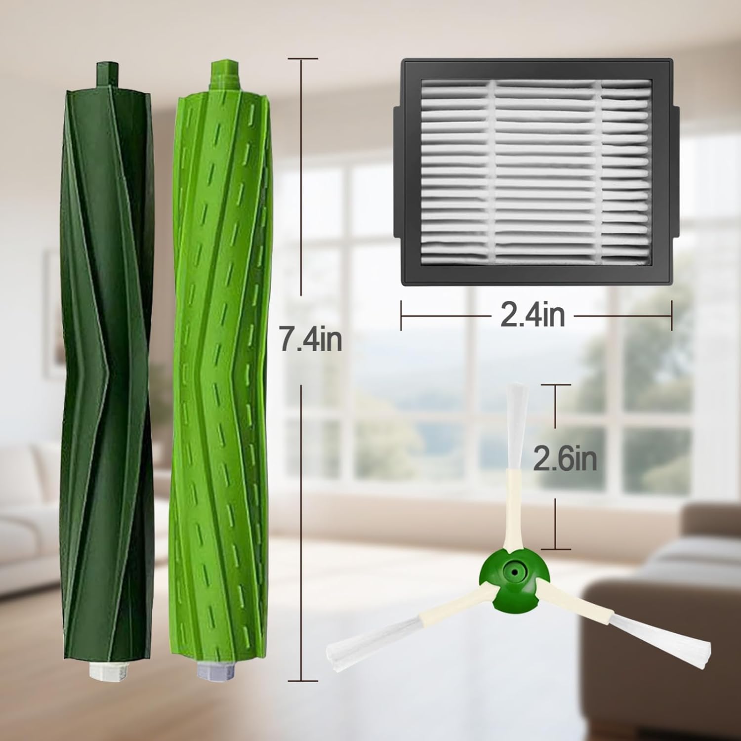 Replacement Parts for Roomba iRobot i7 i7+ i3 i3+ i4 i4+ i5 i5+ i6 i6+ i8 i8+ E5 E6 E7 I,E &j7 j6 j5 and Plus Version,(1 Set Rubber Brush,4 Side Brush) - Image 7